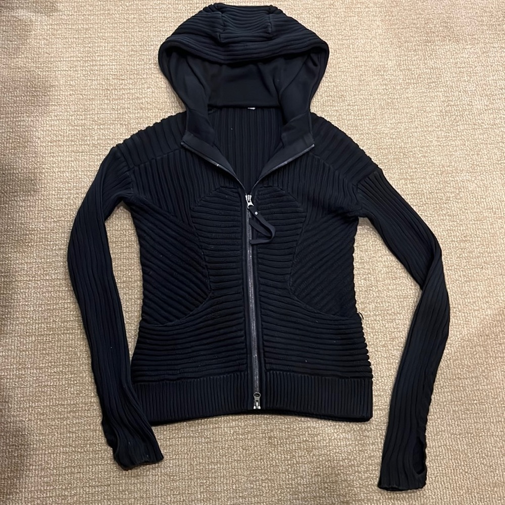 Cozy hooded full zip Lululemon knit sweater